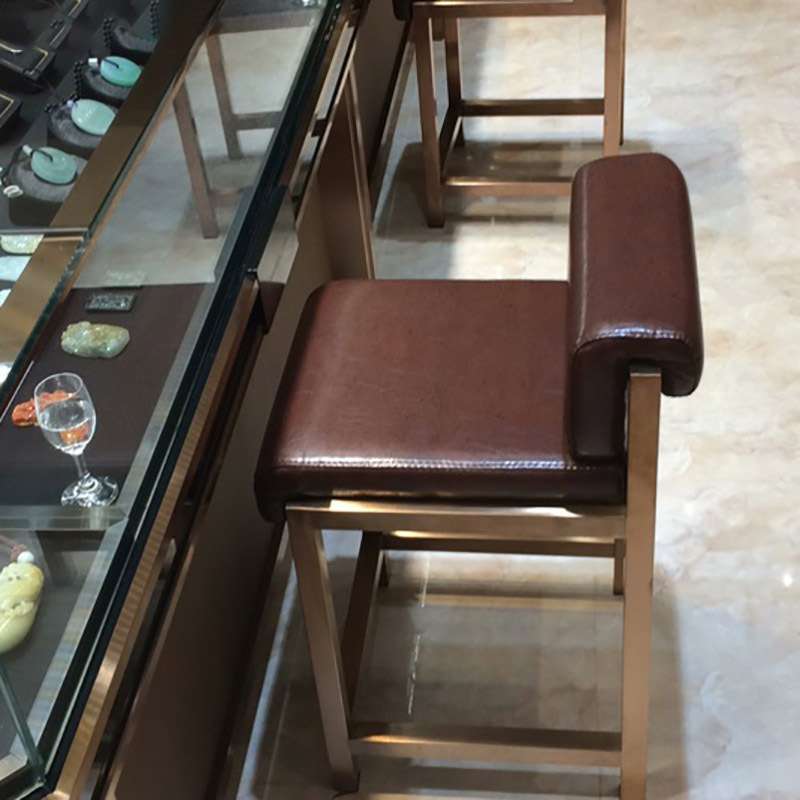 不锈钢玉器店椅子店用珠宝店专用椅子眼镜店椅柜台凳靠背黄金店椅