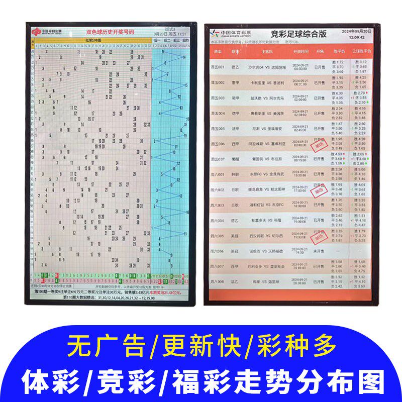 电子走势图显示屏体彩排5彩布图横用屏福分双色球快8竟彩专竖电视