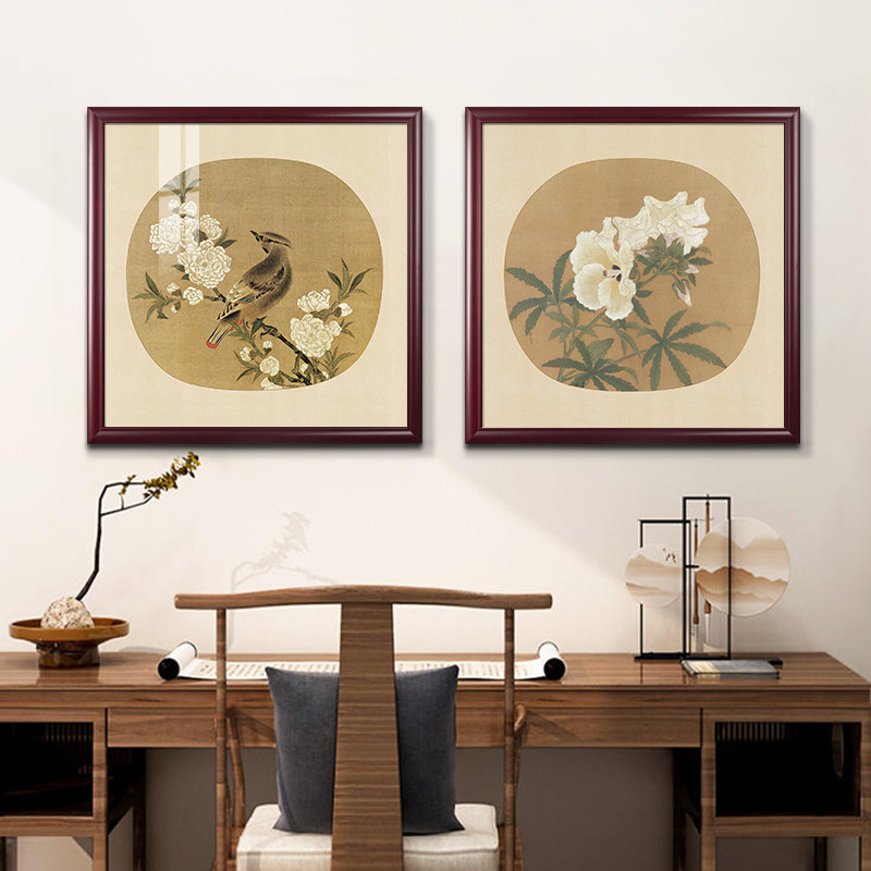 新背式名家花鸟挂画客厅装饰画餐景墙玄关走廊过道中厅斗方壁画