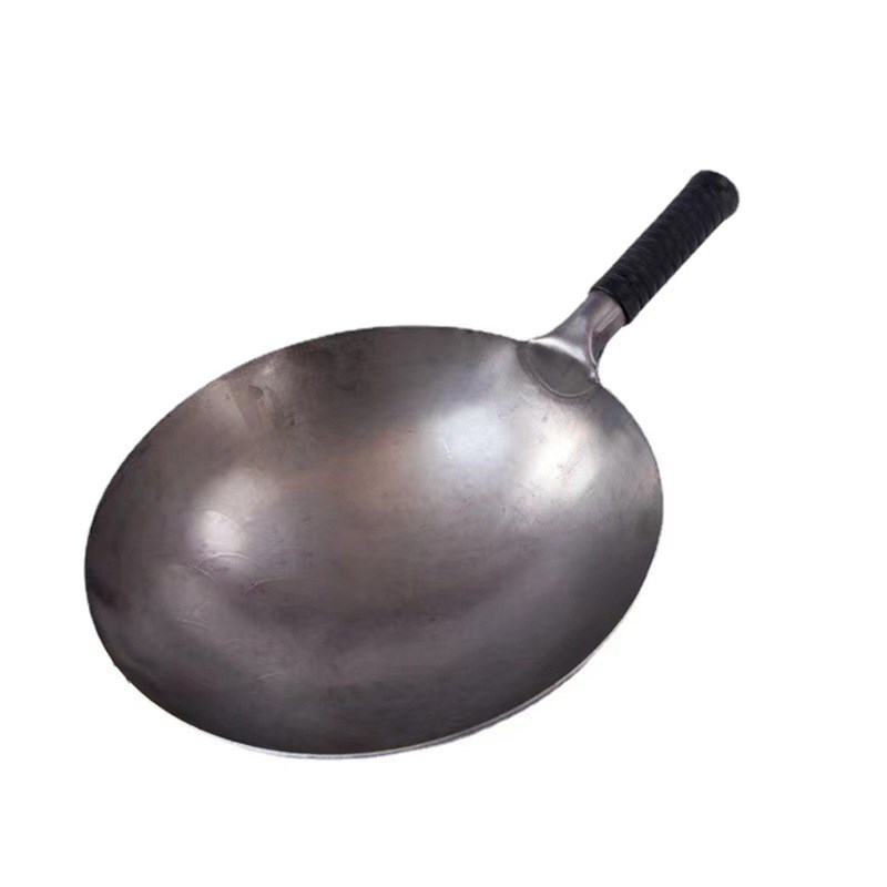 厨师铁锅老式家用炒菜锅不粘锅铁把熟铁饭店商用炒锅圆底大铁锅