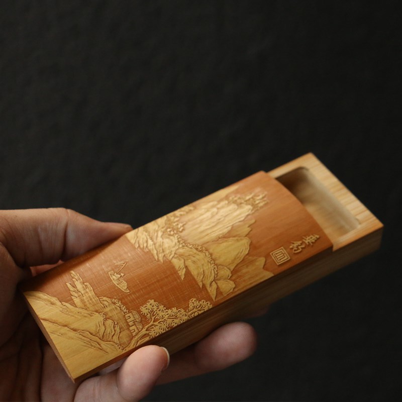 细烟裘十年老玉竹东阳名家几立刚本工玩工留青雕刻把件把精文玩竹