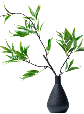 中式假花仿真竹子摆件陶瓷花瓶套装茶室茶几桌面绿植民宿绿色叶子