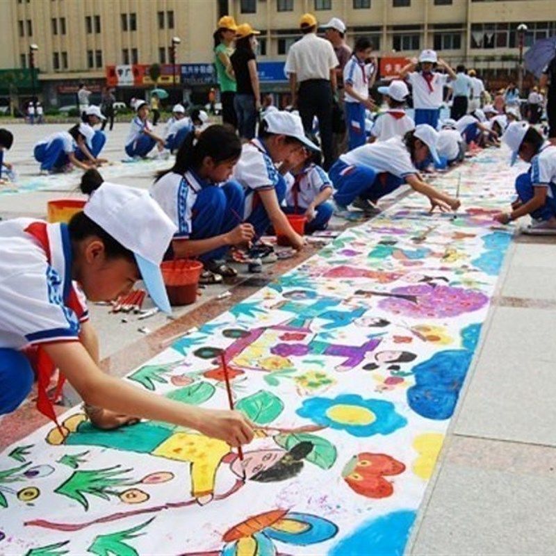 百鸦卷米画布画涂 幼儿园百米长卷白布料 学生手工diy儿童画布
