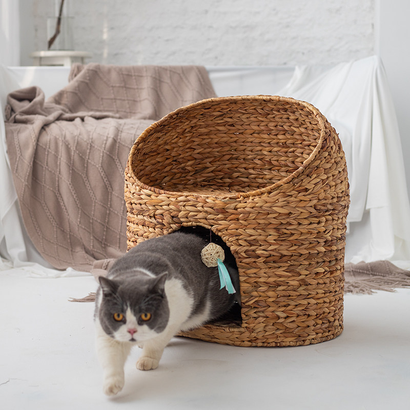 猫窝四季通用水葫子封织双层猫房芦猫屋夏季凉窝半编闭可拆洗帐篷