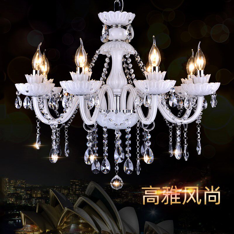 欧e卧室吊灯客厅餐厅水晶灯白色田园灯童房l式d儿书房创意蜡烛灯
