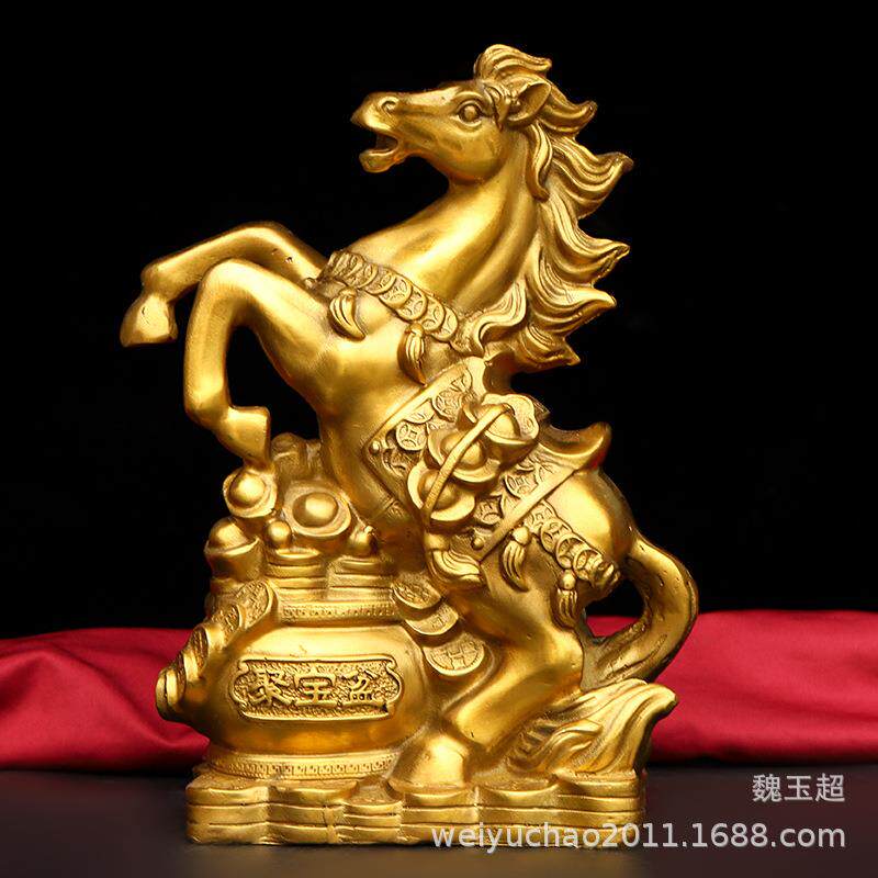 铜器纯铜聚宝盆马铜马生肖马元宝金钱马工艺品摆件