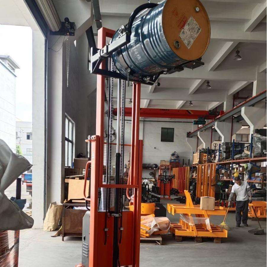 半电动油桶倒料车升高翻转液压电动叉车铁桶塑料圆桶称重堆高车