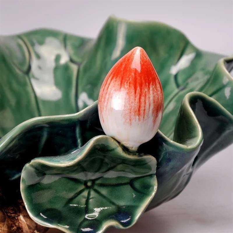 陶瓷荷花莲藕荷叶手工家居摆件饰品喜结莲理果盘创意礼品