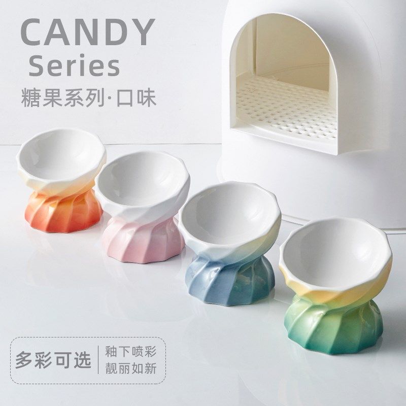hocc陶瓷宠物用品猫碗猫咪粮碗狗水碗保护颈椎斜口碗高脚食盆饭盆,宠物/宠物食品及用品,猫狗碗/慢食碗,淘宝优惠券,粉丝福利购,淘宝优惠卷