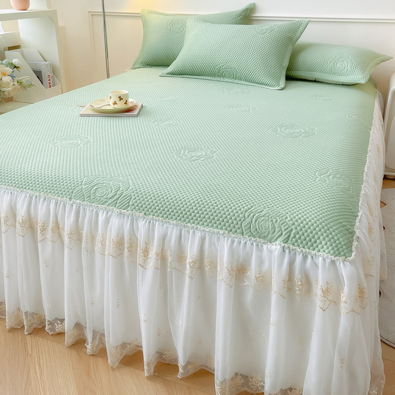 夏季凉感冰豆豆床裙款凉席三件套冰丝席全包单双人家用夏天凉床罩,床上用品,冰丝席,淘宝优惠券,粉丝福利购,淘宝优惠卷