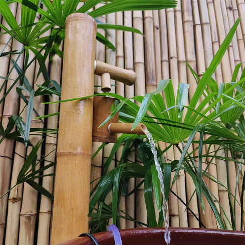 竹流水竹子流水器惊鹿碳化水循环增氧鱼缸石槽摆件景观造景庭院