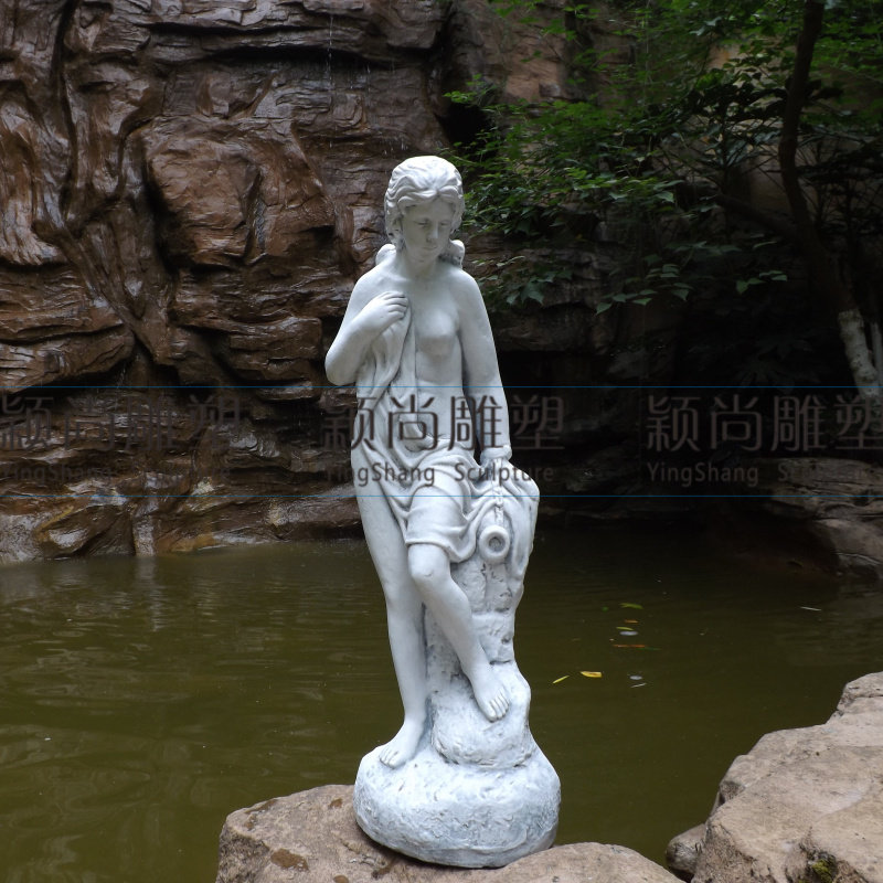 欧式人物雕塑橱窗摆件家居装饰摆设坐罐仕女时尚庭院流水工艺品