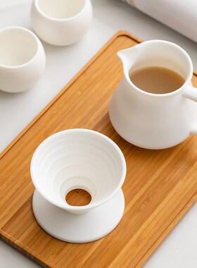 羊脂玉瓷咖啡套装咖啡滤杯滴漏壶V60咖啡过滤器家用手冲分享壶具