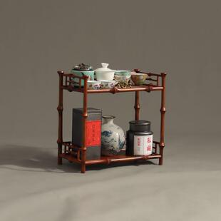古香筇竹复古茶棚茶具茶杯收纳展示架博古架茶室空间家具