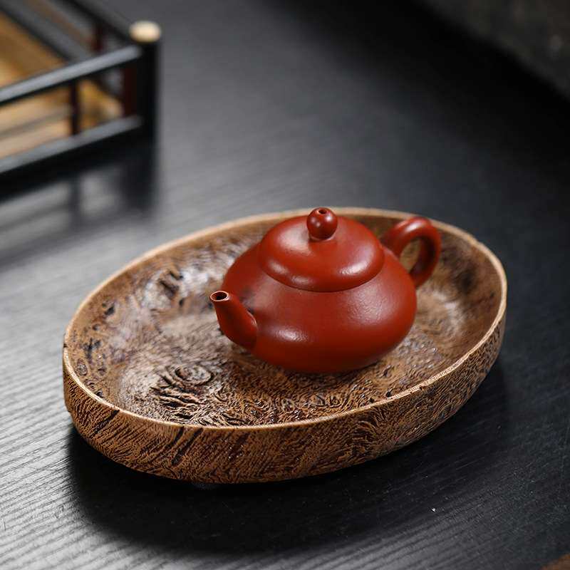 紫砂壶承干泡台小茶盘手工仿真树桩木纹果盘茶壶底座壶托养壶垫