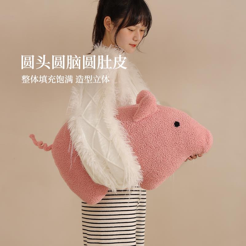 小猪抱枕女生睡觉可爱靠枕床上长条夹腿侧睡床头靠枕腰靠安抚玩偶