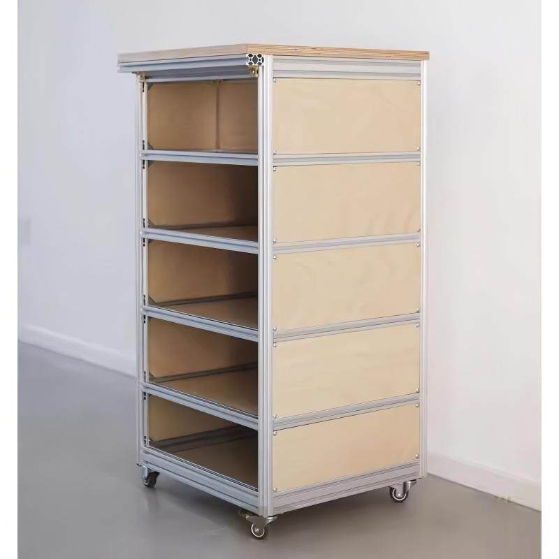 极简卧室多层可移动展示柜商业办公家具桦木铝型材多层陈列柜货柜