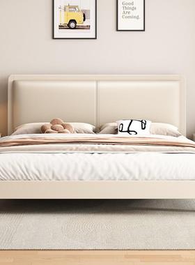北欧白色奶油风静音床现代简约实木床1.5m单人床1.8m主卧双人大床