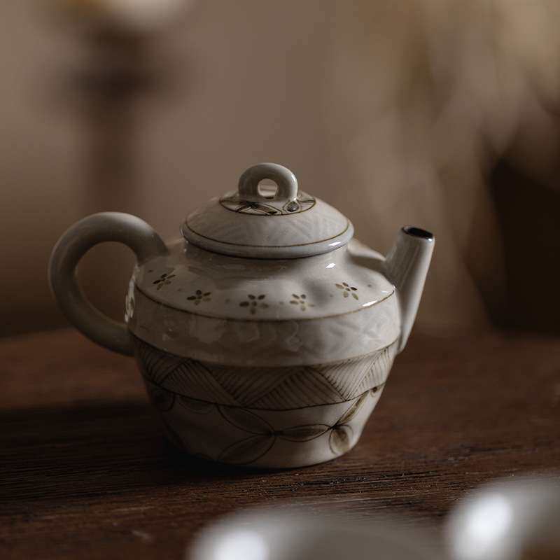 梵汝景德镇纯手绘瓣韶思转迷你小茶壶仿古文人茶艺小品手执壶防烫