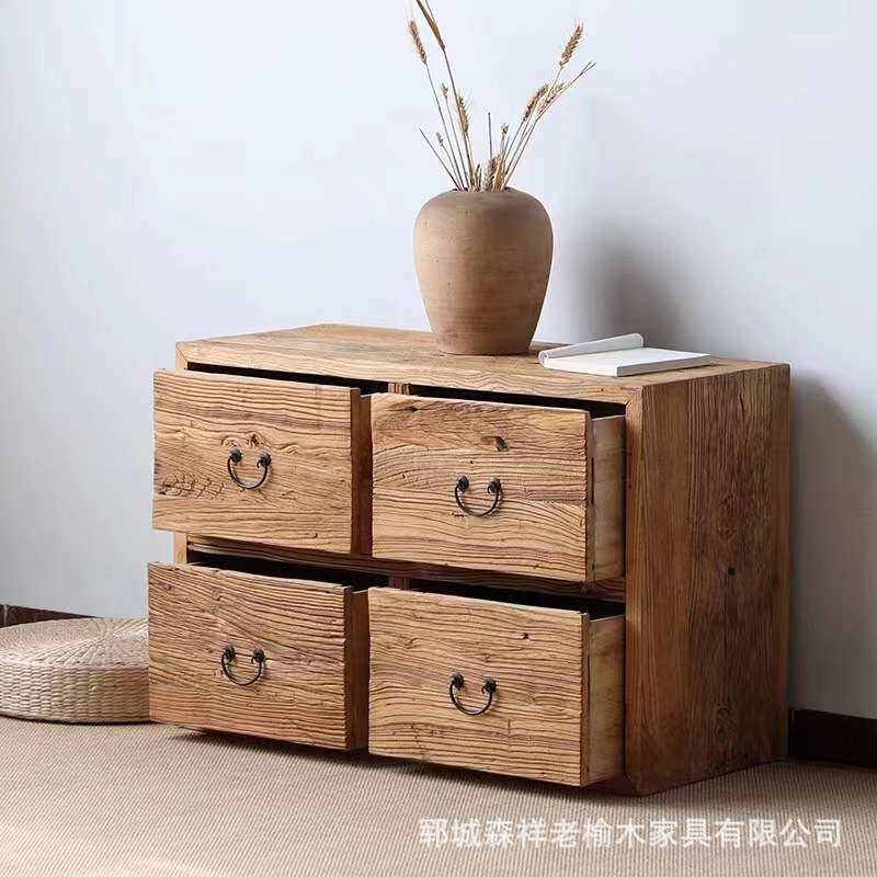 老榆木六斗柜实木电视柜储物柜收纳柜复古餐边柜客厅靠墙小矮柜