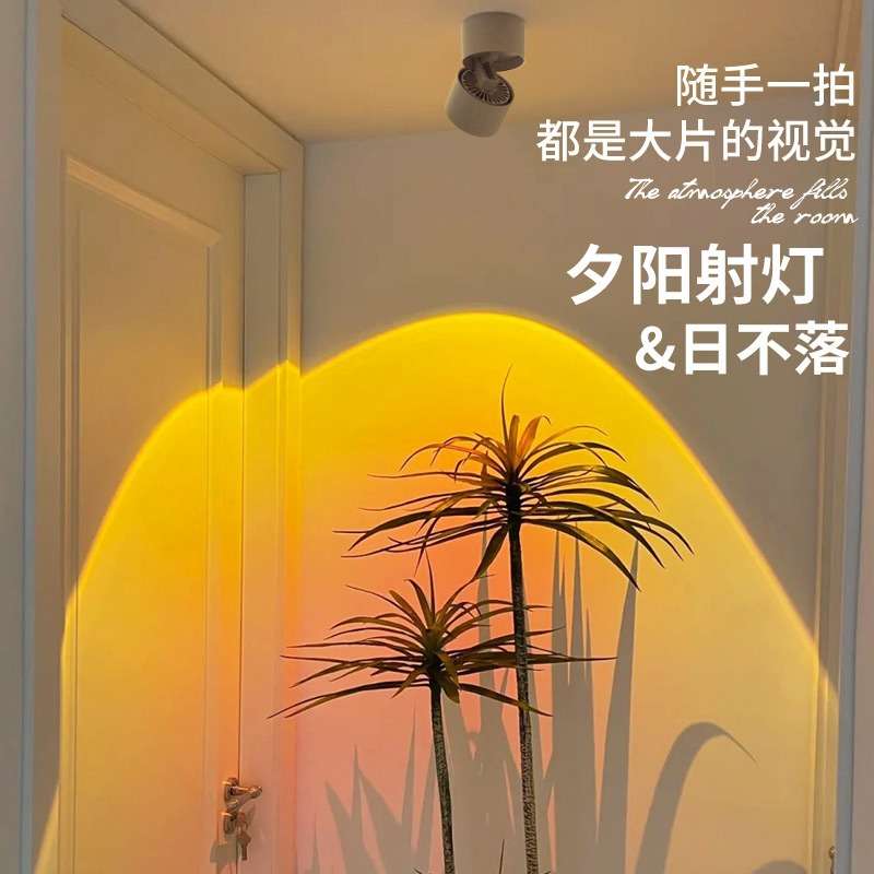日落夕阳壁灯水波纹灯洗墙灯吸顶壁挂网红装饰画落日射灯氛围灯