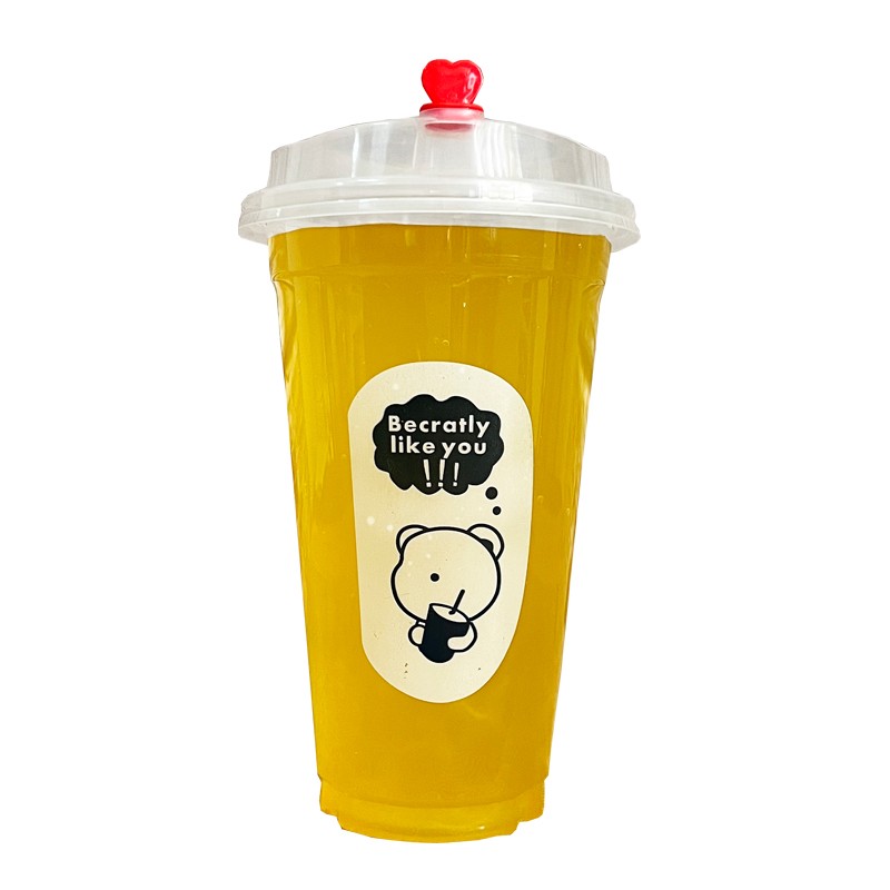 90口径一次性奶茶杯子带盖商用加厚500ml700ml果汁打包杯塑杯定制