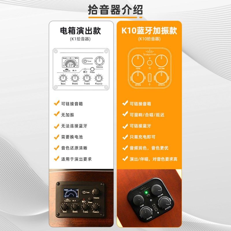 吉他民谣卡马吉他A1C/D1C入门初学男女学生电箱木吉它