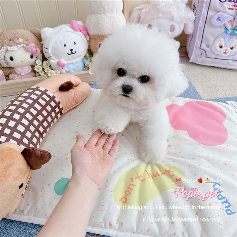 宠物夏凉垫犬猫通用夏季降温丝垫冰冰窝凉席狗狗猫咪睡垫带枕头