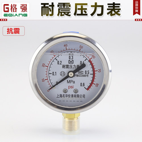 不锈钢耐震压力表YN60BF耐腐蚀耐高温油压水压气压液压真空压力表