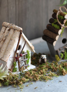 觅点 木头鸟巢鸟窝鸟屋小房子阳台花园庭院挂饰森系橱窗装饰摆件