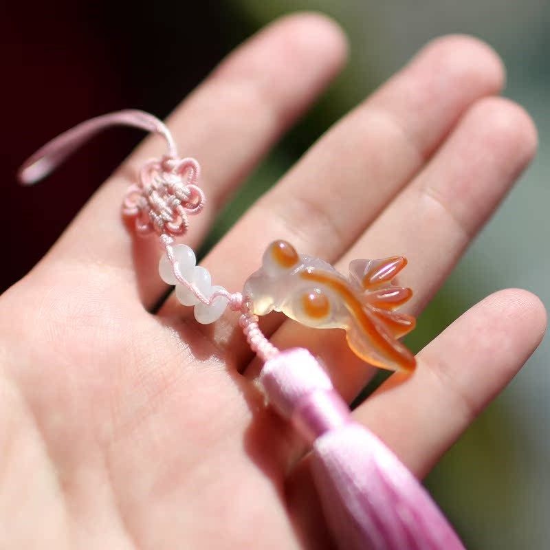 扇子配件挂件 折扇 流苏扇坠 手工穗子 玛瑙小鱼翡翠片 淡粉,居家日用,扇子,淘宝优惠券,粉丝福利购,淘宝优惠卷