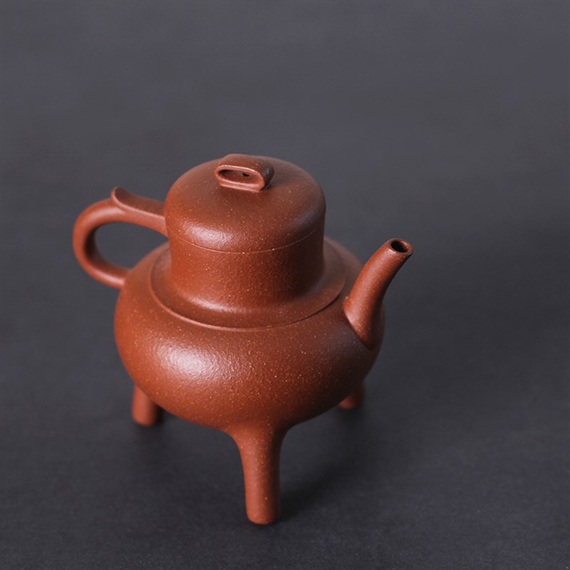 宜兴 原矿 红 降坡泥 纯手工 紫砂壶 三脚炉鼎 家用泡茶壶