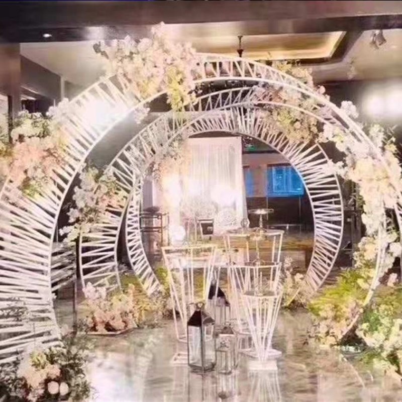 景款婚庆道具铁艺新形扭门背异装饰大型舞台婚礼摆件婚庆拱门圆环