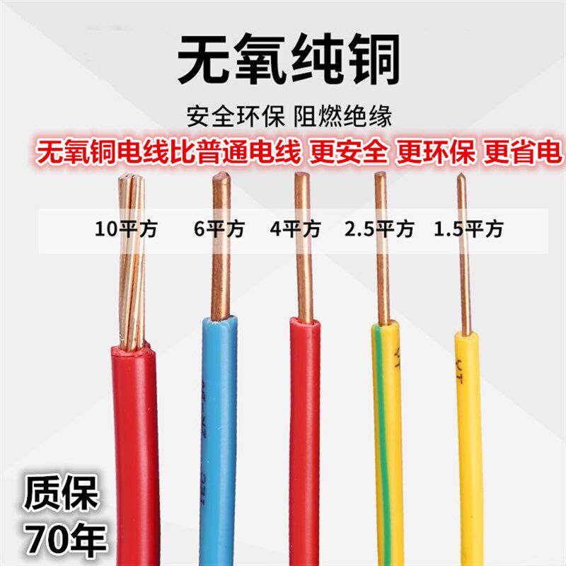 渝丰电线2.5家用BV平方阻标4.装单股硬线6铜芯线国燃铜线1家5平方