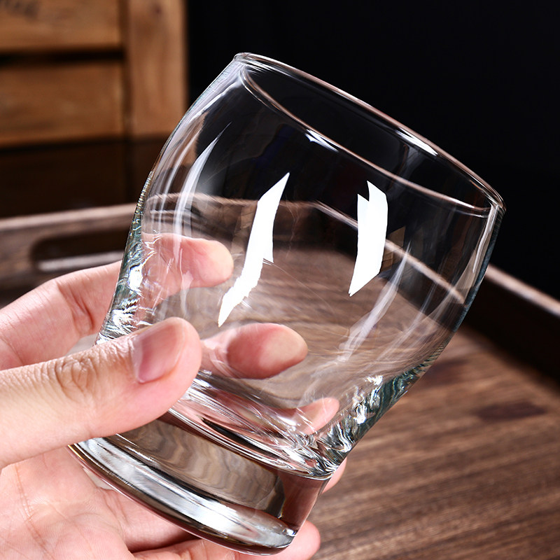 创意无铅玻璃水杯家用透明耐热酒杯啤酒杯餐厅烈酒杯子2只6只套装