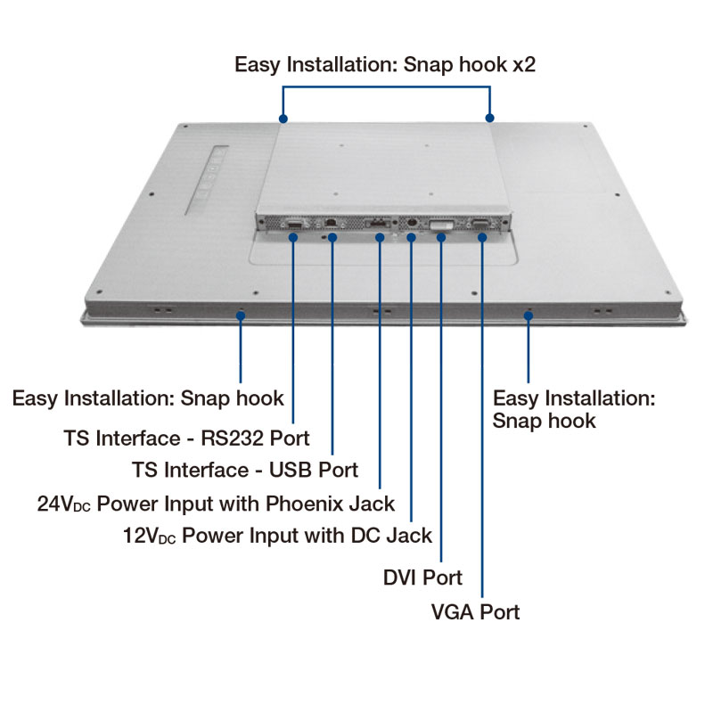 11.5寸全平面电容屏工业显示器FPM-A212W-P37E面板安装5点触摸