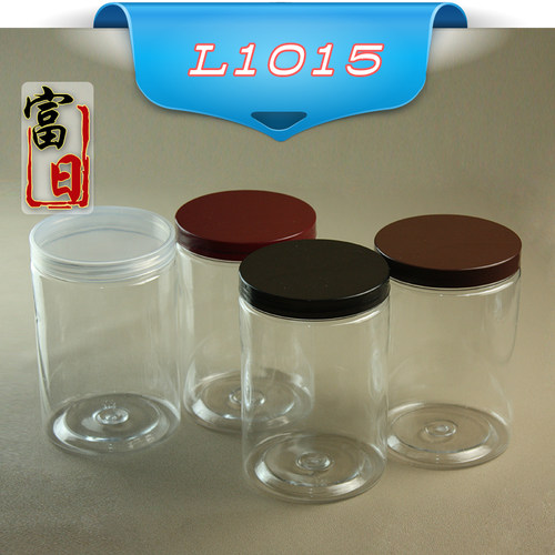 L1015塑料瓶子透明饼干花茶密封罐食品级包装瓶加厚圆形1040ml