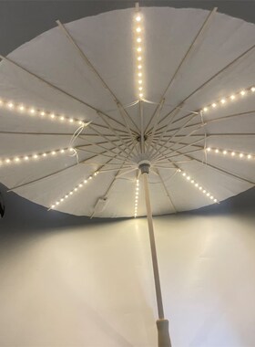 LED发光防雨油纸伞伞舞蹈白色绘画古流苏伞挡风遮雨遮阳发光道具