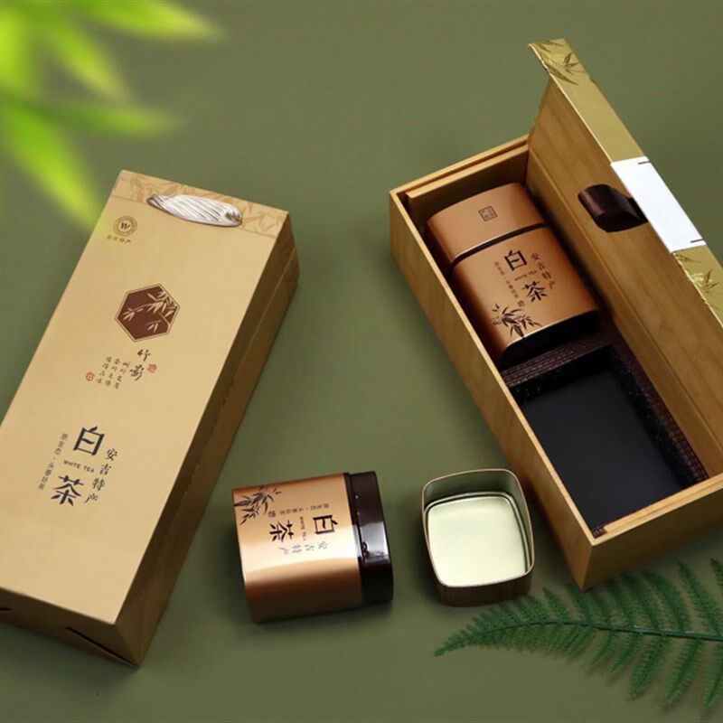 新茶礼品盒白茶安吉特产白茶礼盒包装盒茶叶盒子2两礼盒100克空盒图片