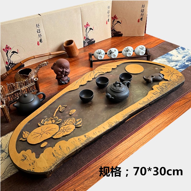 天然石茶几高端石头端石茶盘家用石盘原石排水玉石定制整块石茶台