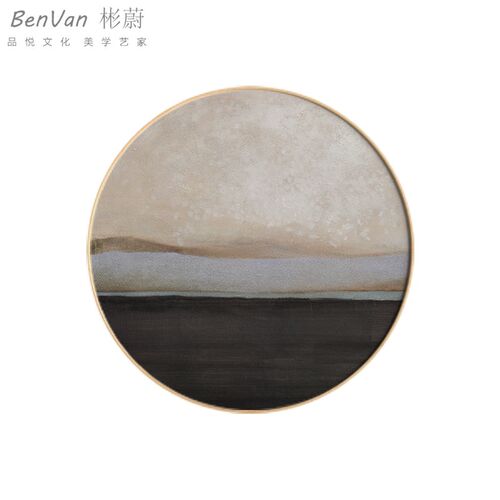 抽象入户现代装饰圆形组合沙发背景墙挂画玄关壁画客厅定做
