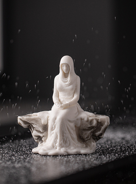 创意陶瓷人物雪女摆件中式家居工艺品装饰鱼缸微景观假山造景配件