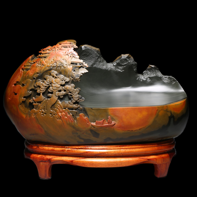 【一物一拍】非遗 省级美术大师许亚祥作品手工雕刻老坑原石砚台,文具电教/文化用品/商务用品,砚台,淘宝优惠券,粉丝福利购,淘宝优惠卷