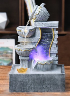 八方来财流水摆件风生水起流水摆件自动循环流水摆件茶台装饰摆件