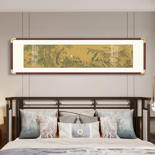 沈铨百鸟朝凤图客厅装饰画横幅实木中式国画名画沙发背景墙挂画