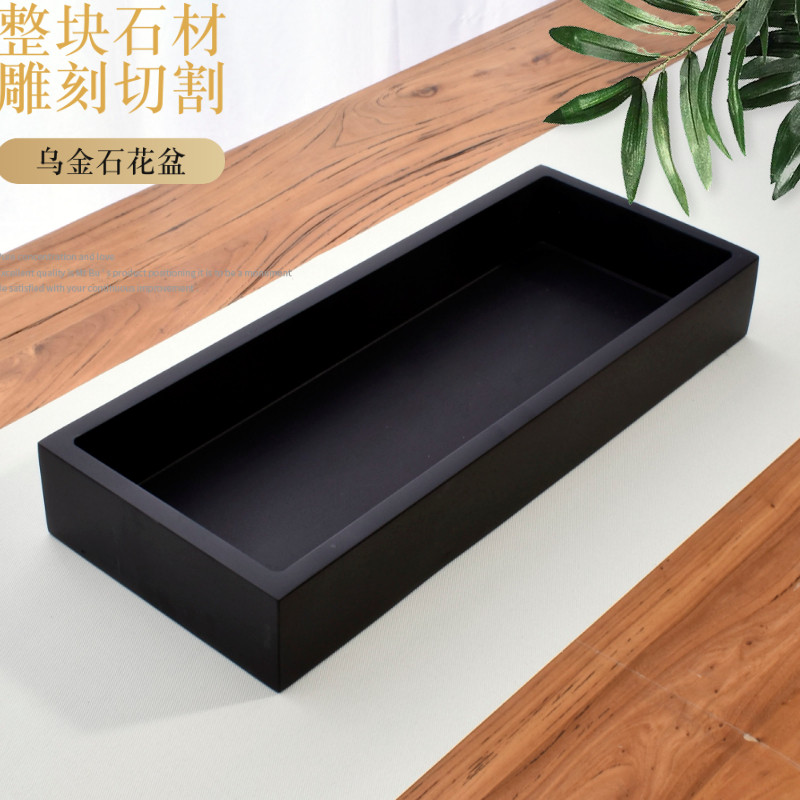 整块乌金石盆假山吸水石石材花盆创意微景观天然石头盆景山水盆包