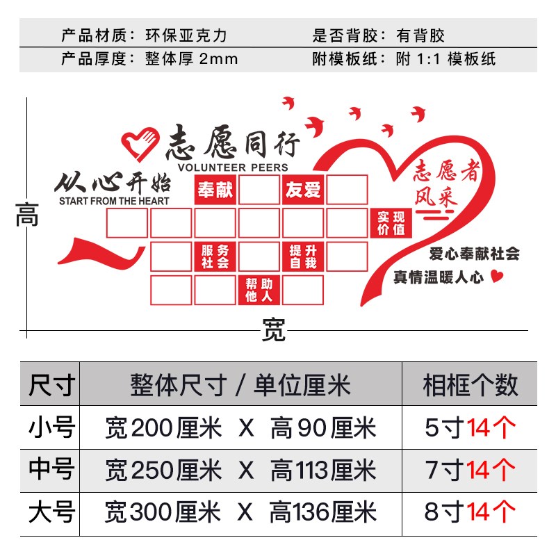 志愿者之家活动室布置志愿者风采照片墙贴画社区学校企业爱心驿站