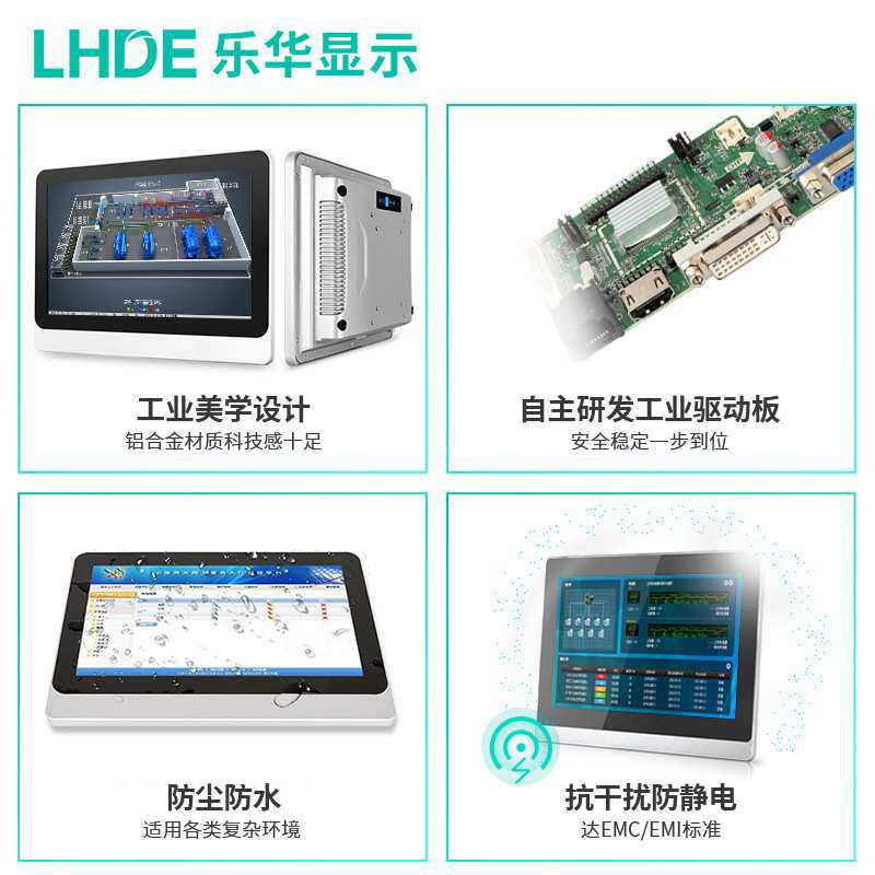 19寸宽屏电阻显示器抗干扰防浪涌防震壁挂式桌面式工业触控显示屏