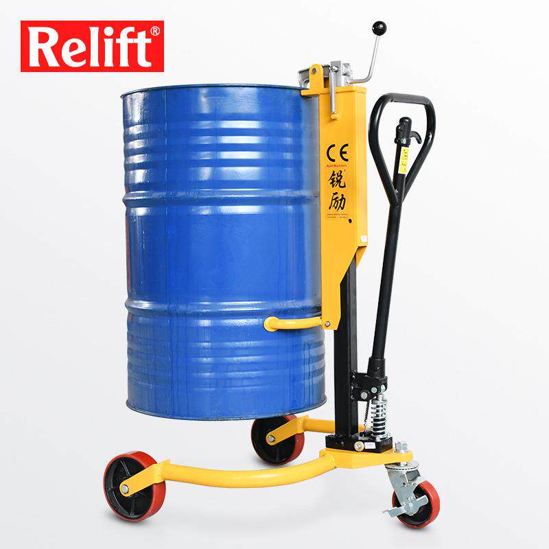 Relift手动液压油桶搬运车350kg圆桶塑料桶装卸叉车手压下降