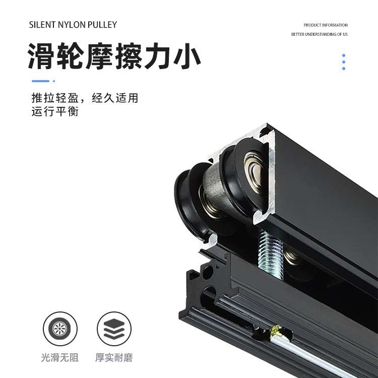 2+2异向对开门联动吊轮双向缓冲联动门滑轨推拉门移门吊滑门配件